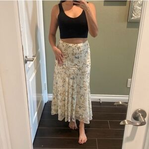 DREW Cream Floral A-Line Skirt